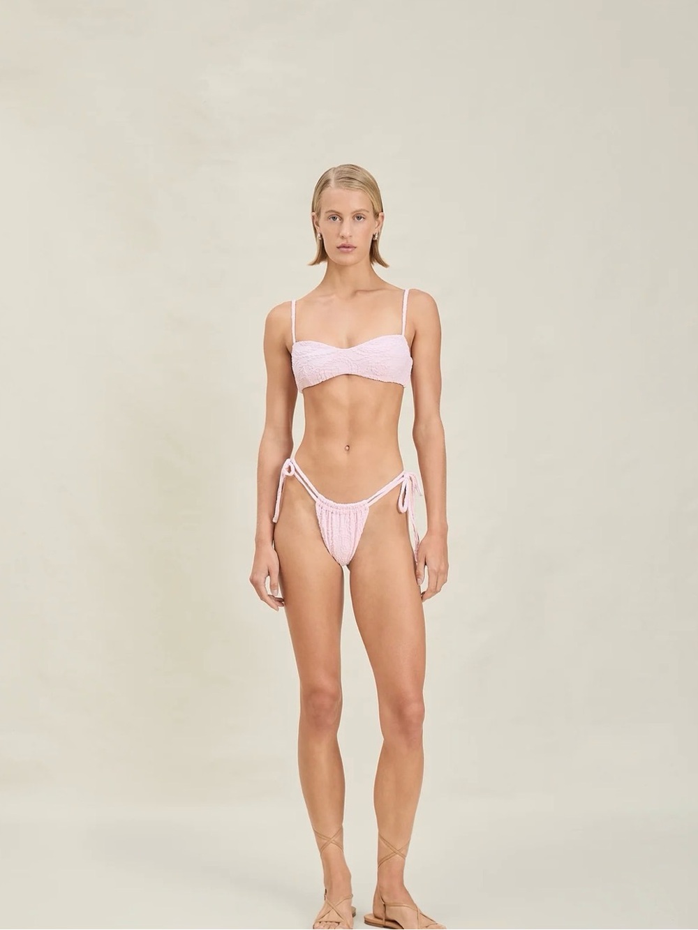 DEVON WINDSOR Pale Pink Crochet Bikini Set